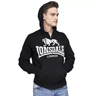 Bluzy męskie - Lonsdale Męska bluza z kapturem Slim Fit Hooded Zip Krafty, Schwarz, L - miniaturka - grafika 1