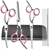 Maszynki i nożyczki dla psów - Nożyczki do strzyżenia psa dla psów kota zwierząt zestaw 5 el grzebień etui - miniaturka - grafika 1