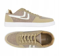 Buty sportowe męskie - Buty Sportowe Trampki Męskie Damskie Biała Podeszwa Beżowe Sneakersy - miniaturka - grafika 1