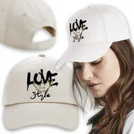 Czapki i chusty sportowe męskie - CZAPKA Beżowa SAND Daszek Na Wiosnę LOVE STYLE Wz - miniaturka - grafika 1