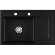 Zlewozmywaki - EOS Zlewozmywak granitowy czarny grafit z ociekaczem VIERO - miniaturka - grafika 1