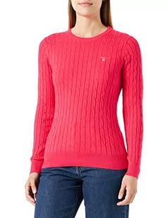 GANT Damski sweter bawełniany z dekoltem w kształcie litery C, magenta różowy, standardowy, magenta różowy, L - Swetry damskie - miniaturka - grafika 1
