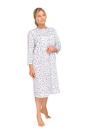 Bielizna nocna - KOSZULA NOCNA DAMSKA 3XL RĘKAW 7/8 BAWEŁNIANA LUŹNA ROZPINANA NIEBIESKA - miniaturka - grafika 1