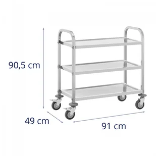 Wózek kelnerski - 3 półki - 73 x 38 x 3 cm - 81 kg ROYAL CATERING 10012733 RCSW-110 - Wózki na żywność - miniaturka - grafika 4