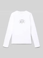 Koszulki dla dziewczynek - Bluzka z długim rękawem i nadrukiem z logo - miniaturka - grafika 1
