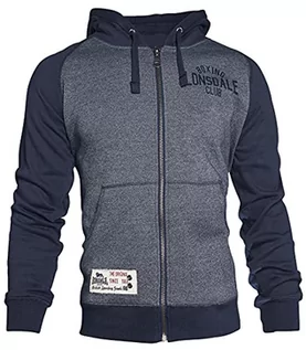 Kurtki męskie - Lonsdale Bluza z kapturem kapuzenacke slough Men Slim Fit Zips weat granatowy (marynarski) - inne kurtki xl grantowy - grafika 1