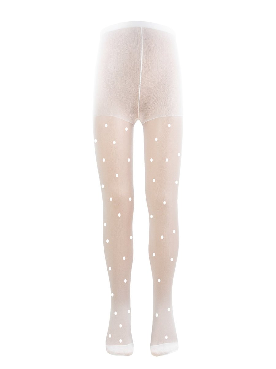 Dziewczęce rajstopy 20 DEN kropki białe Nicol