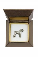 Broszki - Sznaucer Schnauzer posrebrzany pin w pudełku - miniaturka - grafika 1