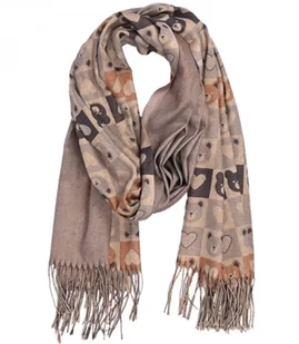 Ciepły stylowy szal szalik wzór w misie błyszcząca nitka miękki 180x70 cm - Apaszki i szaliki damskie - miniaturka - grafika 1