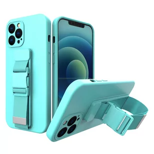 Rope case żelowe etui ze smyczą łańcuszkiem torebka smycz iPhone 13 Pro jasnoniebieski - Etui i futerały do telefonów - miniaturka - grafika 1