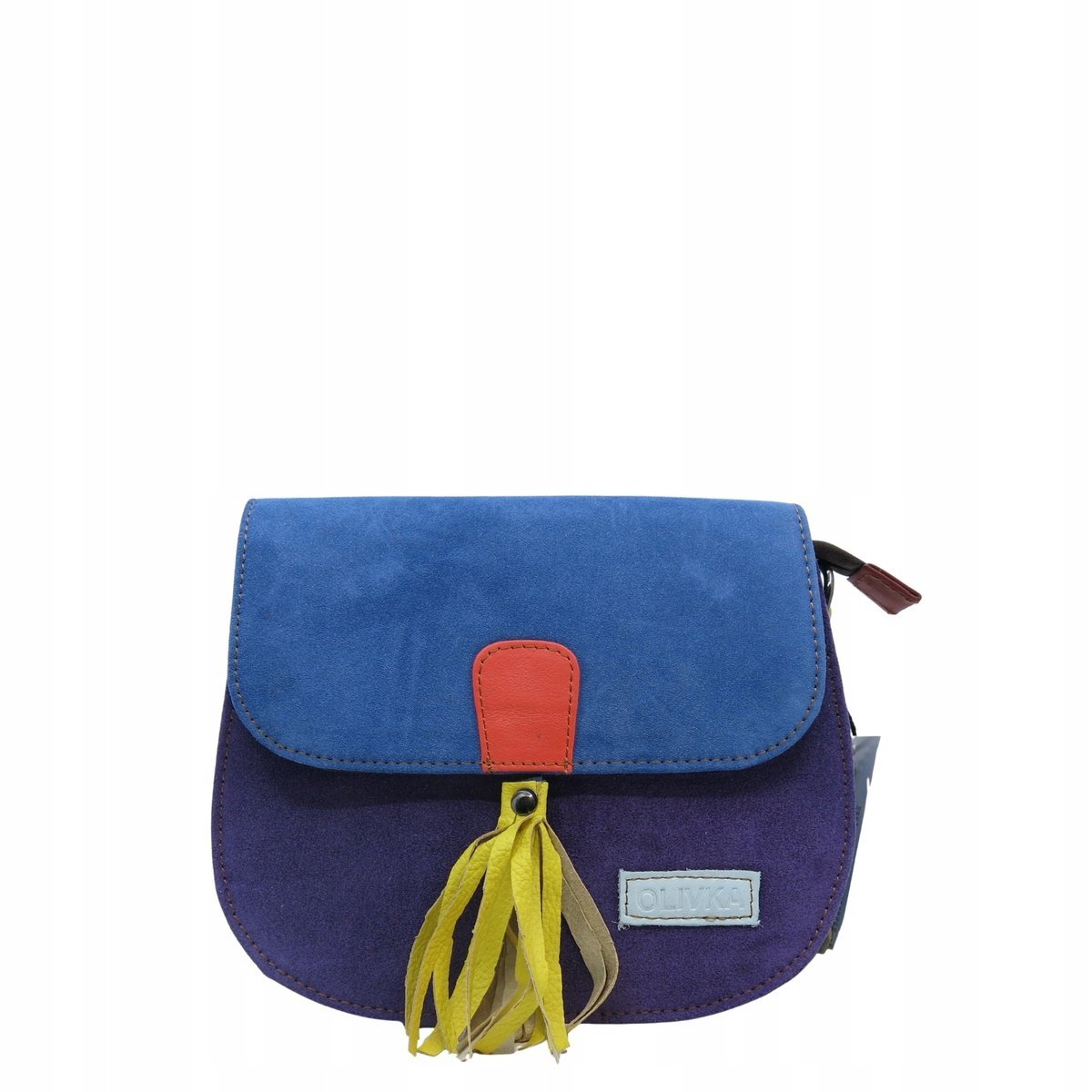Torebka listonoszka zamszowa damska regulowany pasek kolorowa OLIVKA