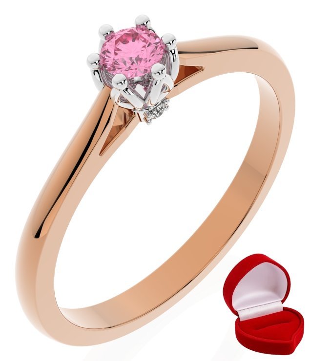 ZŁOTY PIERŚCIONEK ZARĘCZYNOWY 585 14k SZAFIR 0,09 ct RÓŻOWE ZŁOTO R23