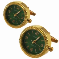 Spinki do mankietów i krawatów - Spinki do mankietów tematyczne złote z mechanizmem zegara - EM Men's Accessories - miniaturka - grafika 1