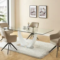 Krzesła - Zestaw 6 obrotowych krzeseł z podłokietnikami z weluru i czarnego metalu - Beżowy - KONYA - miniaturka - grafika 1