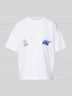 T-shirt o kroju oversized z nadrukiem z logo model ‘Oyster and Champange’ - Koszulki i topy damskie - miniaturka - grafika 1