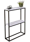 Konsole i sekretarzyki - Industrialna konsola z półką czarny + biały połysk C4-F98 - miniaturka - grafika 1