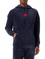 Bluzy męskie - HUGO Męska bluza z kapturem Velvet Rib Sweat H, Dark Blue405, L - miniaturka - grafika 1