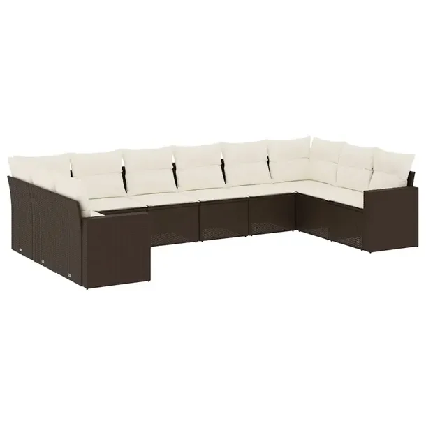 Zestaw mebli ogrodowych modułowych brązowy rattan PE z poduszkami 62x62x6