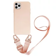 Etui i futerały do telefonów - Crossbody Silicone Case XL Strap etui z paskiem na ramię do iPhone 6/6S/7/8/SE 2020/2022 (Pink) - miniaturka - grafika 1