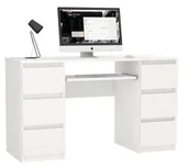 Biurka dla dzieci - Biurko komputerowe Pari 6 szuflad 130 cm - Białe - miniaturka - grafika 1