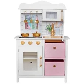 Zabawki AGD - Kuchnia Drewniana Dla Dzieci Do Zabawy Lampka Led 88,5cm Akcesoria - miniaturka - grafika 1