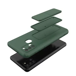 Wozinsky Kickstand Case elastyczne silikonowe etui z podstawką Samsung Galaxy A21S ciemnoniebieski - Etui i futerały do telefonów - miniaturka - grafika 3