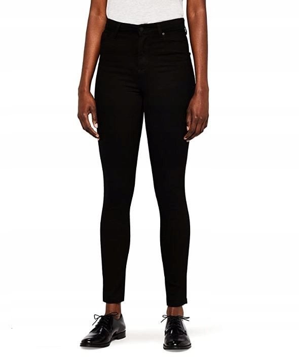 MERAKI Skinny jeansy wysoki stan czarne 29W/32L