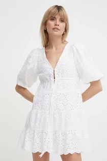 Sukienki - Pepe Jeans sukienka bawełniana DELIA kolor biały mini rozkloszowana PL953475 - grafika 1
