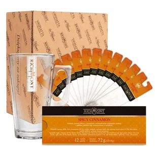 ZESTAW Herbata Richmont Spicy Cinnamon 12 saszetek + Szklanka Richmont Hot 370ml - Herbata ZESTAW Herbata Richmont Spicy Cinnamon 12 saszetek + Szklanka Richmont Hot 370ml - Herbata - miniaturka - grafika 1