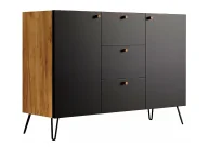 Komody - Komoda z szufladami w stylu industrialnym dąb craft + czarny P0-G57 - miniaturka - grafika 1