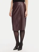 Spódnice - KAOS Spódnica z imitacji skóry RI1LE012 Bordowy Regular Fit - miniaturka - grafika 1