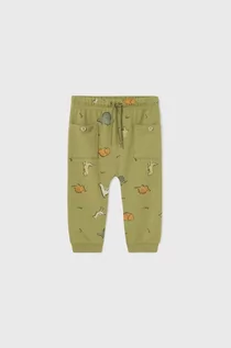 Spodnie i spodenki dla chłopców - Mayoral spodnie niemowlęce kolor zielony z nadrukiem - grafika 1