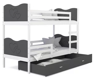 Łóżko piętrowe 190x80 białe szare + materace MAX - Łóżka dla dzieci i młodzieży - miniaturka - grafika 1