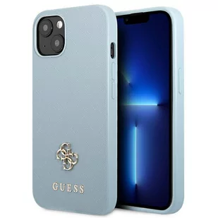 Etui Guess do iPhone 13 mini 5,4" niebieski/blue hardcase Saffiano 4G Small Metal Logo - Etui i futerały do telefonów - miniaturka - grafika 1