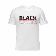 Koszulki męskie - Koszulka męska bawełniana biała z nadrukiem Black and White, T-shirt Captain Mike r.XL - miniaturka - grafika 1