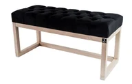 Ławki do przedpokoju - Ławka na buty LPP-2 175cm EMRAWOOD drewno lite kolor naturalny siedzisko pikowane kolor czarny - miniaturka - grafika 1