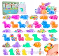 Zabawki sensoryczne - Zestaw mini zwierzątek safarii SQUISHY LEEHUR 48 elementów + woreczek - miniaturka - grafika 1