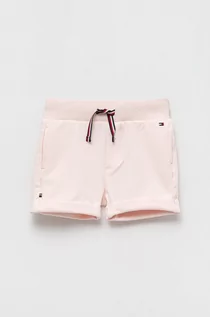 Spodnie i spodenki dla dziewczynek - Tommy Hilfiger szorty niemowlęce kolor różowy z nadrukiem regulowana talia - grafika 1