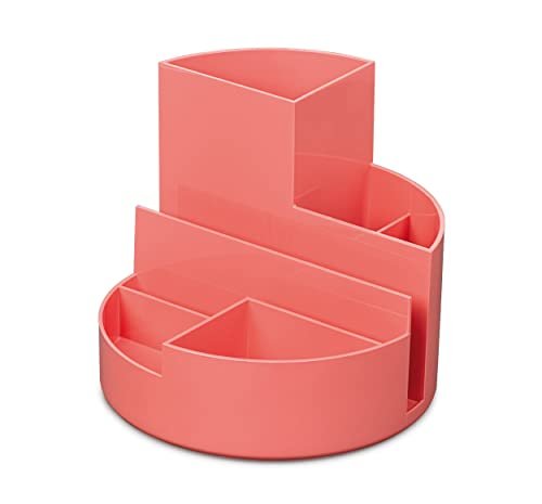 MAUL Pojemnik na długopisy, oryginalny, okrągły, 7 przegródek, 14 x 12,5 cm, kolor Touch of Rose