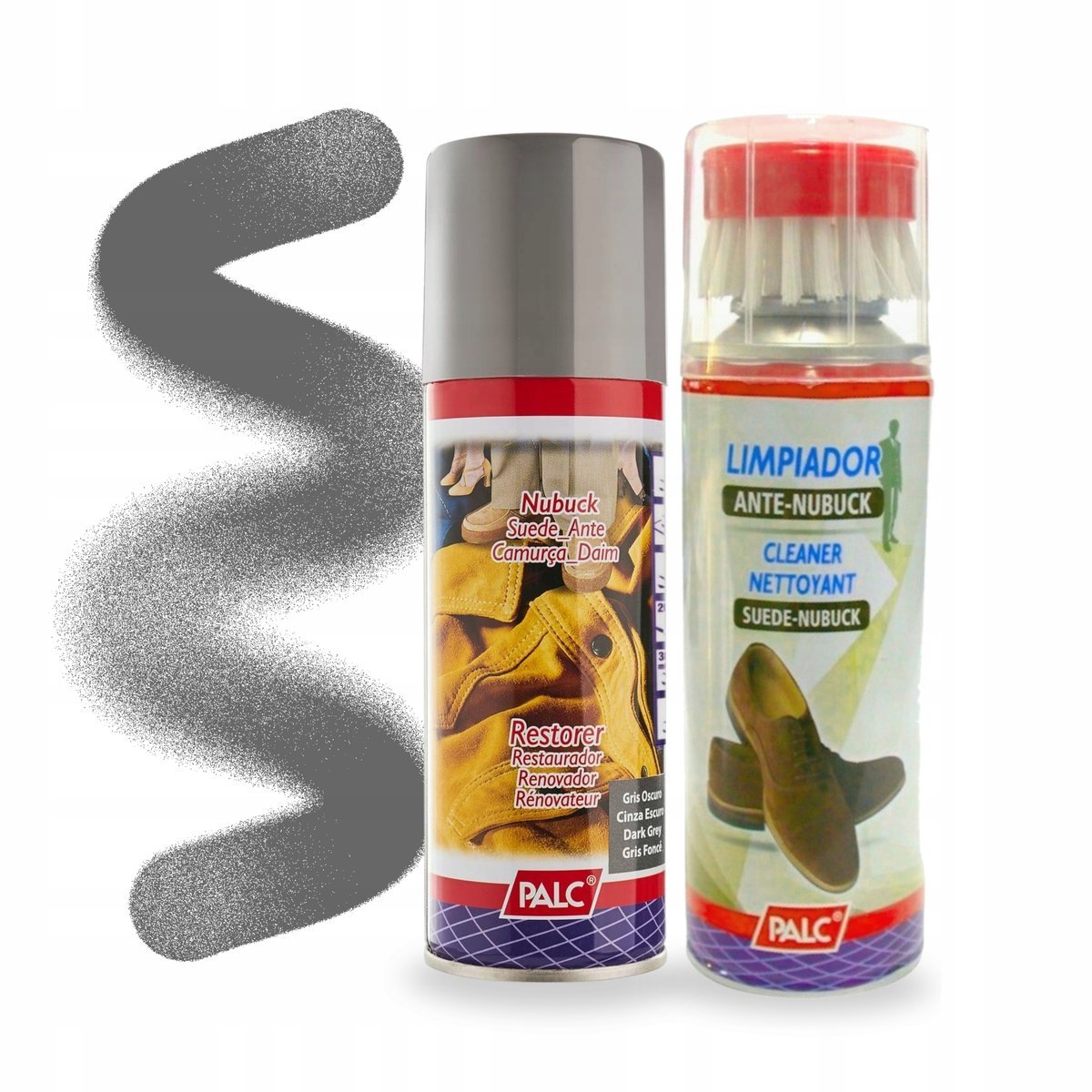 Pianka ze Szczotką i Spray Renowator Ciemnoszary do Zamszu Palc Zestaw 2w1