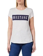Koszulki i topy damskie - MUSTANG Damska koszulka z logo Alina C, Light Grey Melange 4141, XL - miniaturka - grafika 1