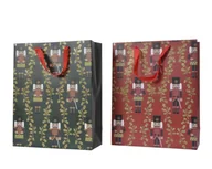 Opakowania i torebki na prezenty - Torebka prezentowa brokatowa dziadek do orzechów czerwona/zielona - miniaturka - grafika 1