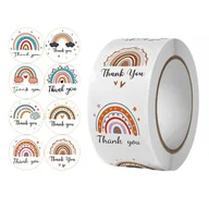 Dekoratorstwo - 500 Sztuk Naklejek Thank You Z Tęczą Na Taśmie Średnica 25Mm Dekoracyjne Naklejki Samoprzylepne Etykiety Nnk10 - miniaturka - grafika 1