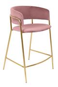 Taborety i hokery - Krzesło barowe, hoker DELTA 65 różowe na złotych nogach - miniaturka - grafika 1
