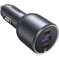 Ładowarki samochodowe - Ładowarka samochodowa Ugreen EC705 2x USB-C + USB, 130W (czarna) - miniaturka - grafika 1