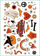 Prace ręczne dla dzieci - Tatuaże tymczasowe retro, zestaw na Halloween, arkusz A4 - miniaturka - grafika 1