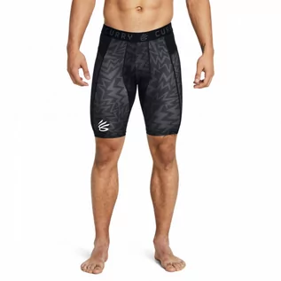 Spodnie sportowe męskie - Męskie legginsy krótkie treningowe Under Armour UA Curry HG Prtd Shorts - czarne - UNDER ARMOUR - grafika 1