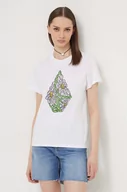 Koszulki sportowe damskie - Volcom t-shirt bawełniany damski kolor biały - miniaturka - grafika 1