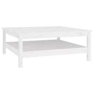 Lumarko Stolik kawowy, biały, 100x100x40 cm, lite drewno sosnowe - Ławy i stoliki kawowe - miniaturka - grafika 3