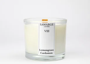 Świeca Zapachowa Sojowa 200g/ Trawa Cytrynowa Kardamon, drewniany knot, 40h/Sawarge Candles - Świece - miniaturka - grafika 1